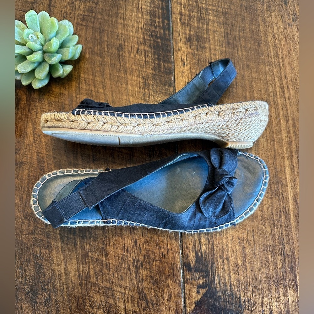 Eric Michael | Made in Spain Black Slingback Kitten Heel Espadrille Shoes